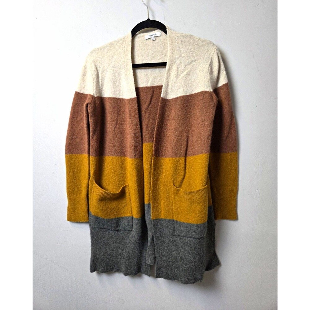 Madewell Womens Multicolor Striped Knit Open Front Cardigan Sweater Pockets XXS